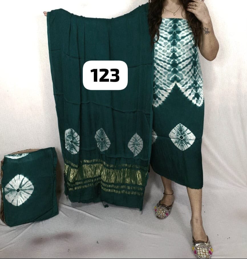 Pure Modal Silk Zari Pallu Weaved 3pc Unstitched Suit .
