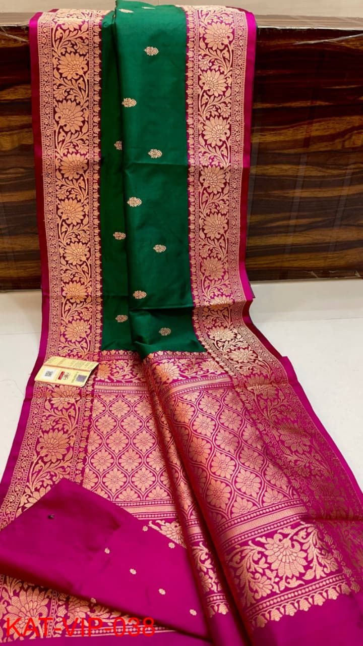 Pure Banarasi Katan Silk Saree With Antique Zari Work .