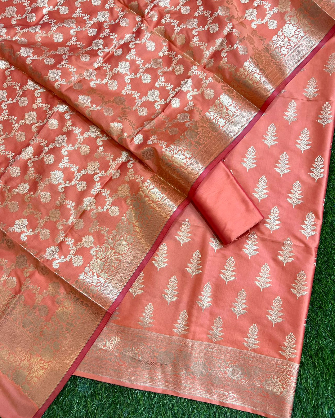 Exclusive Banarasi Silk 3 pc Unstitched suit .