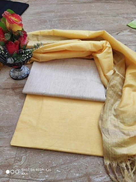 Khaddi Cotton Unstitched Suit With Viscose Silk Dupatta.