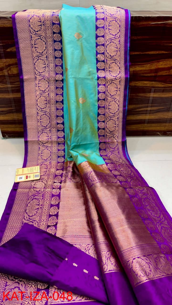 Pure Banarasi Katan Silk Saree With Antique Zari Work .