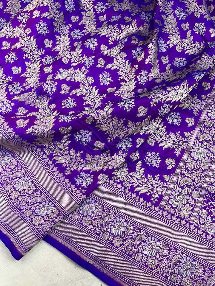 Pure Banarasi Handloom Katan Silk Saree With Beautiful  Zari Work .