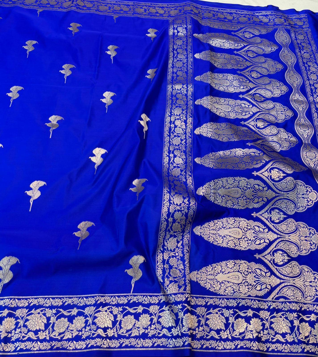 Pure Banarasi Mashru Silk Saree With Zari Work.