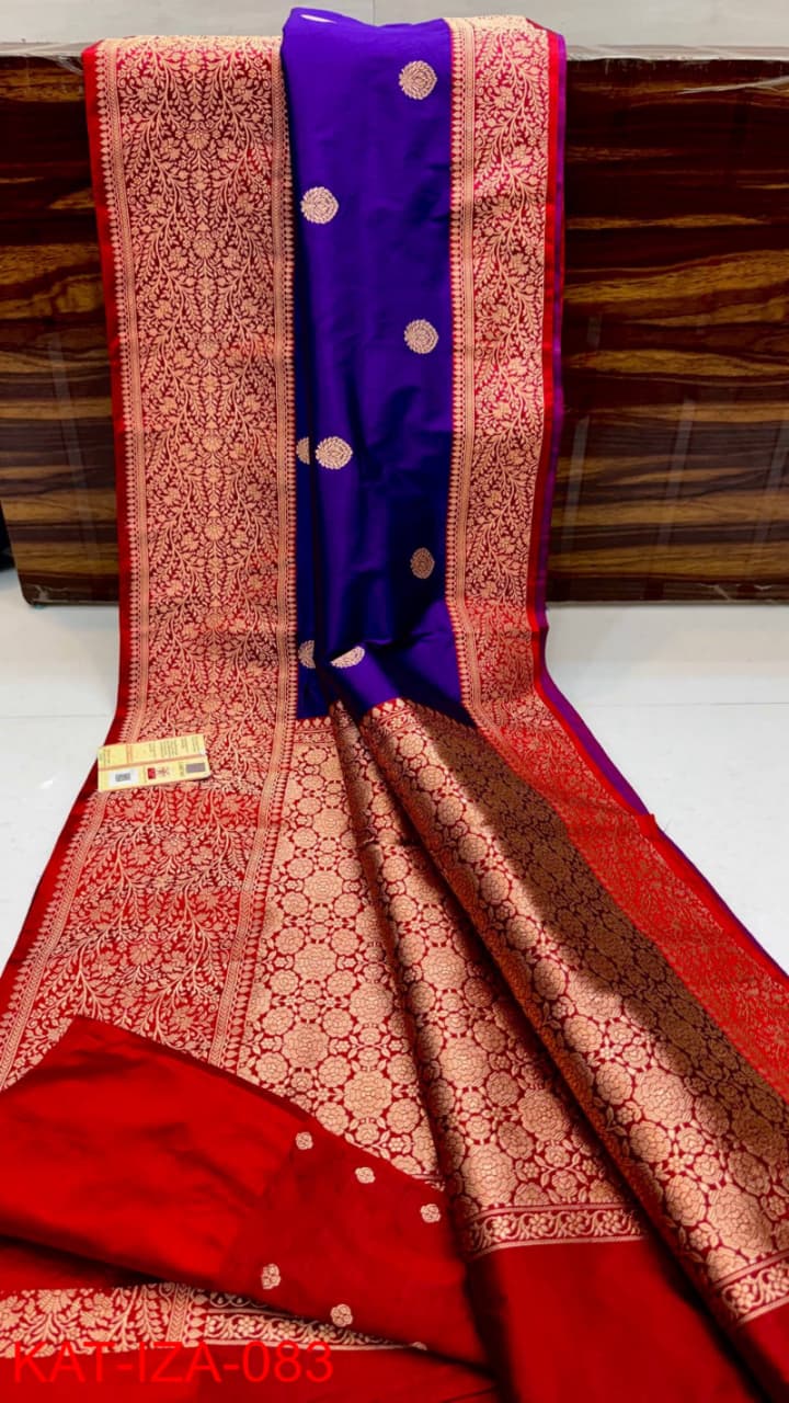 Pure Banarasi Katan Silk Saree With Antique Zari Work .
