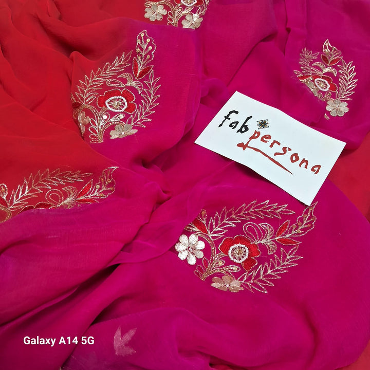 Pure Dimond Chiffon  Hand Work  Saree With blouse