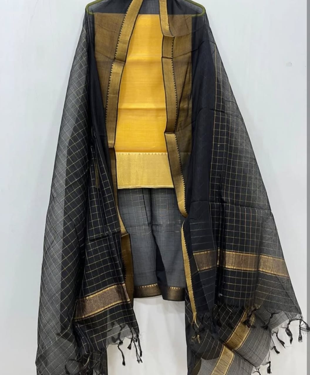 Manglagiri Silk Unstitched Suit .