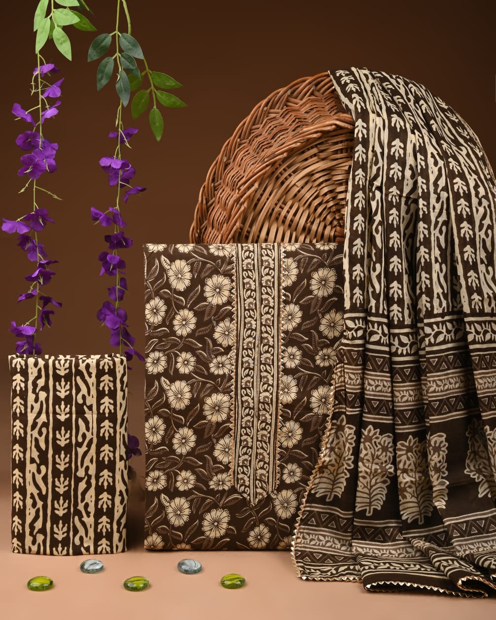 Pure Cotton Gotta patti Work unstitched Suit With Cotton Dupatta.