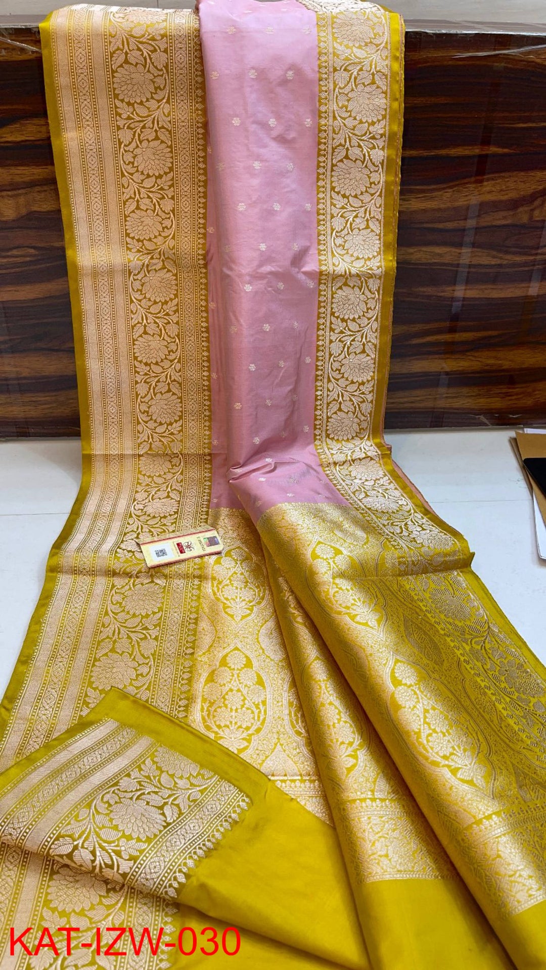 Pure Banarasi Katan Silk Saree With Antique Zari Work.