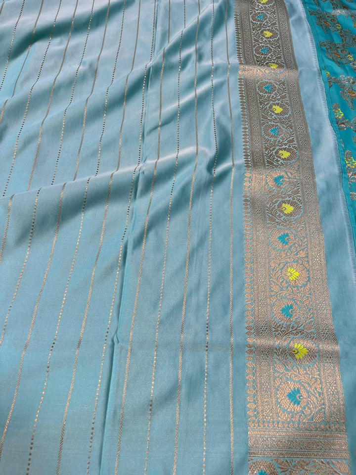 Pure Banarasi Mashru Silk Saree With Tilfi Weaved Work.
