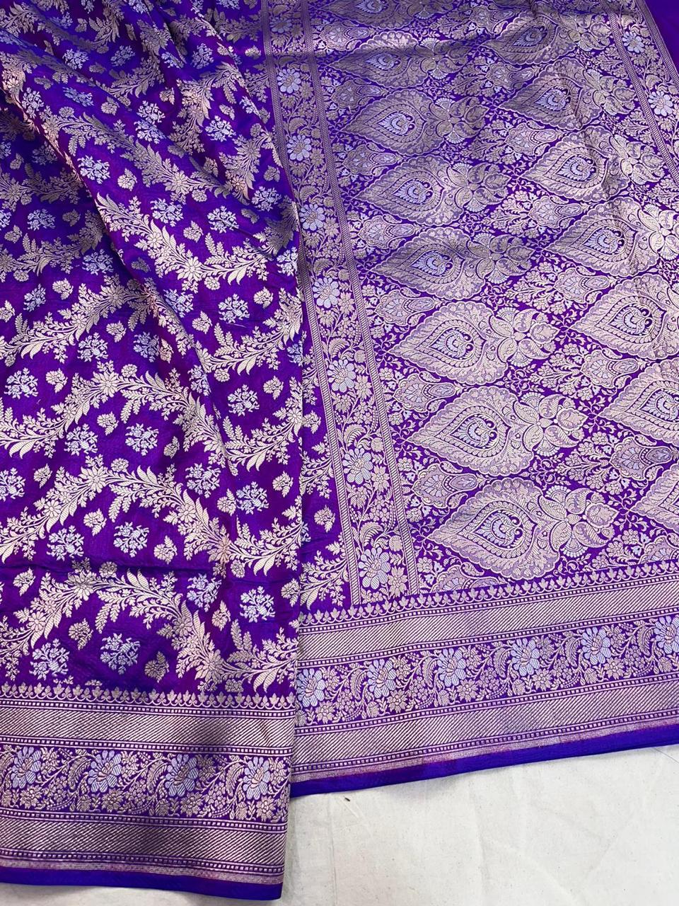 Pure Banarasi Handloom Katan Silk Saree With Beautiful  Zari Work .