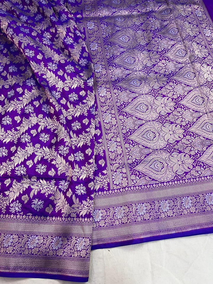 Pure Banarasi Handloom Katan Silk Saree With Beautiful  Zari Work .