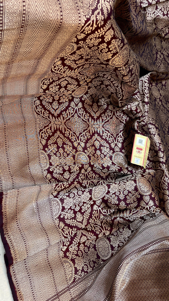 Pure Banarasi Handloom Katan Silk Saree With Beautiful Golden Zari