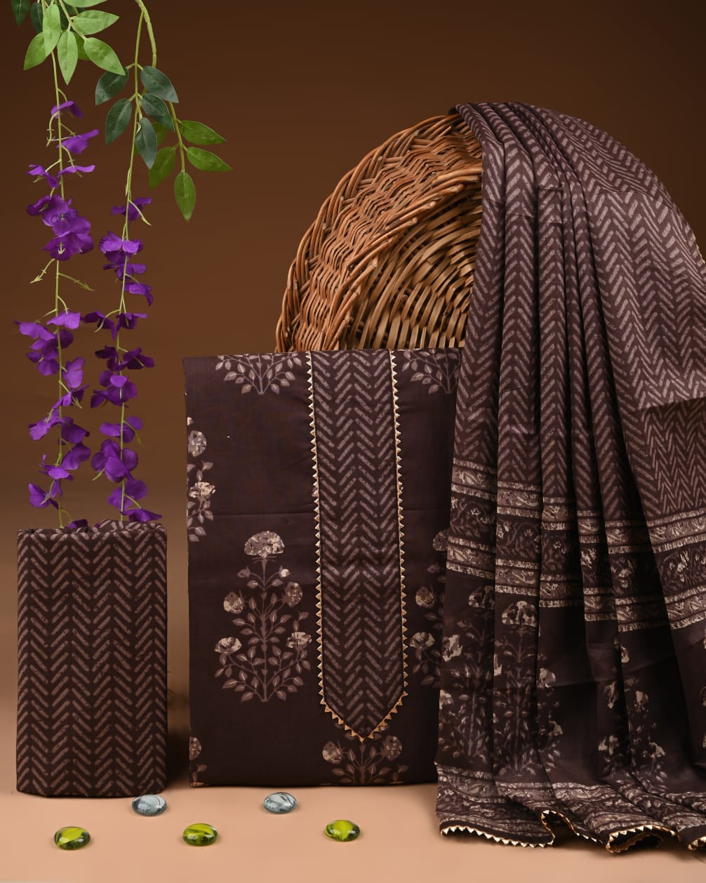 Pure Cotton Gotta patti Work unstitched Suit With Cotton Dupatta.