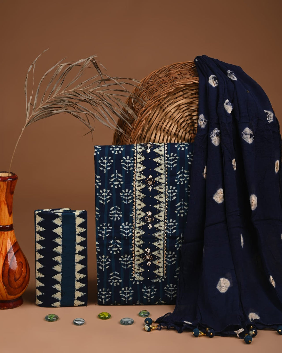 Pure Cotton Gotta patti Work unstitched Suit With Chiffon Dupatta.