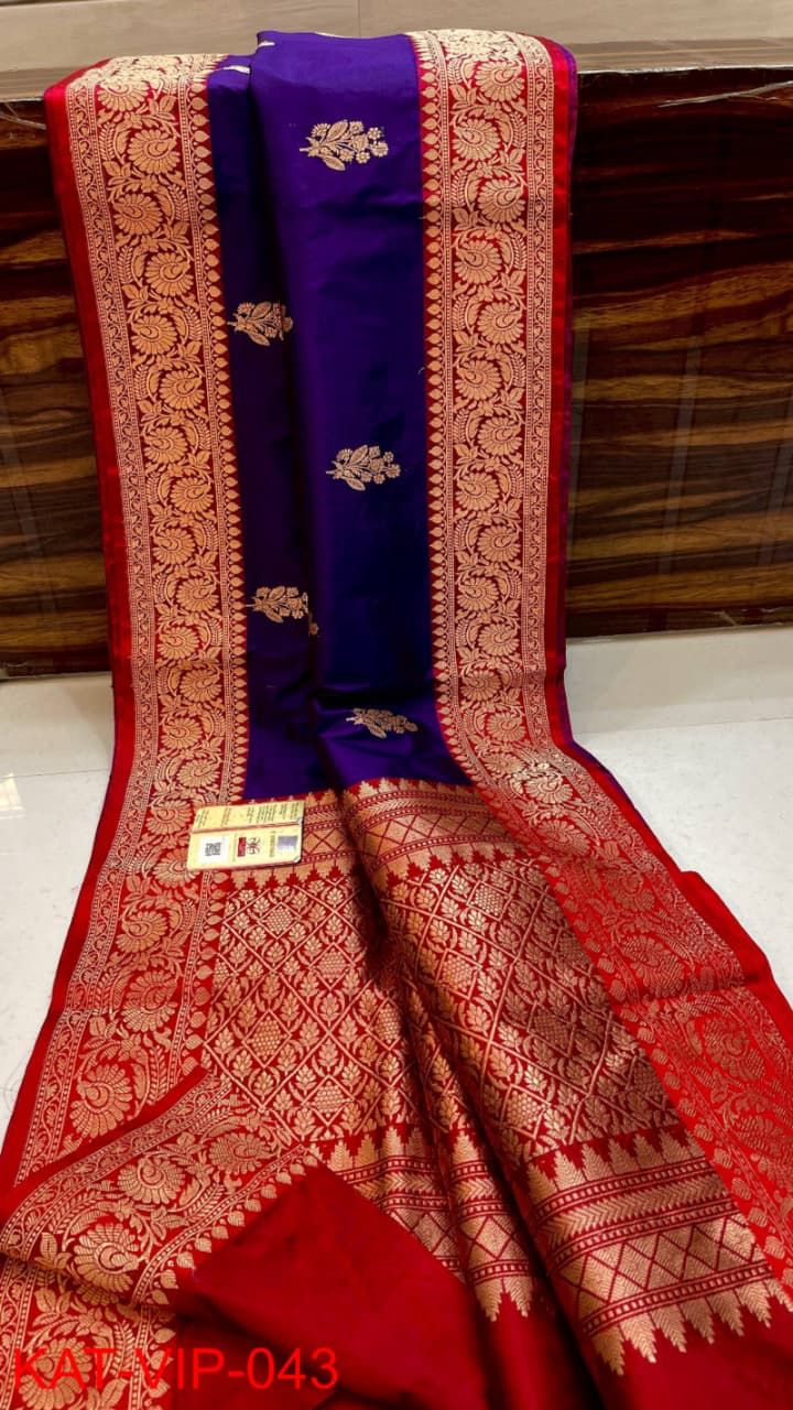 Pure Banarasi Katan Silk Saree With Antique Zari Work .