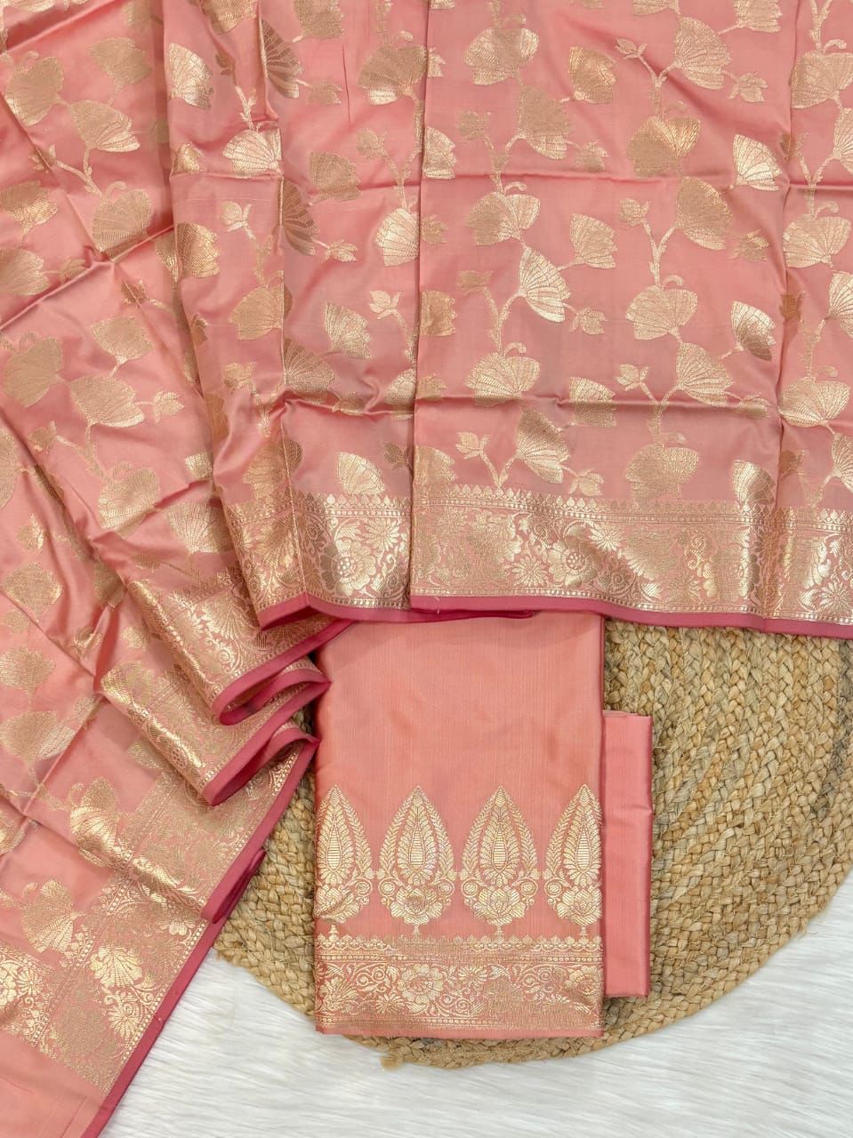 Banarasi Soft Silk Unstitched Suit.
