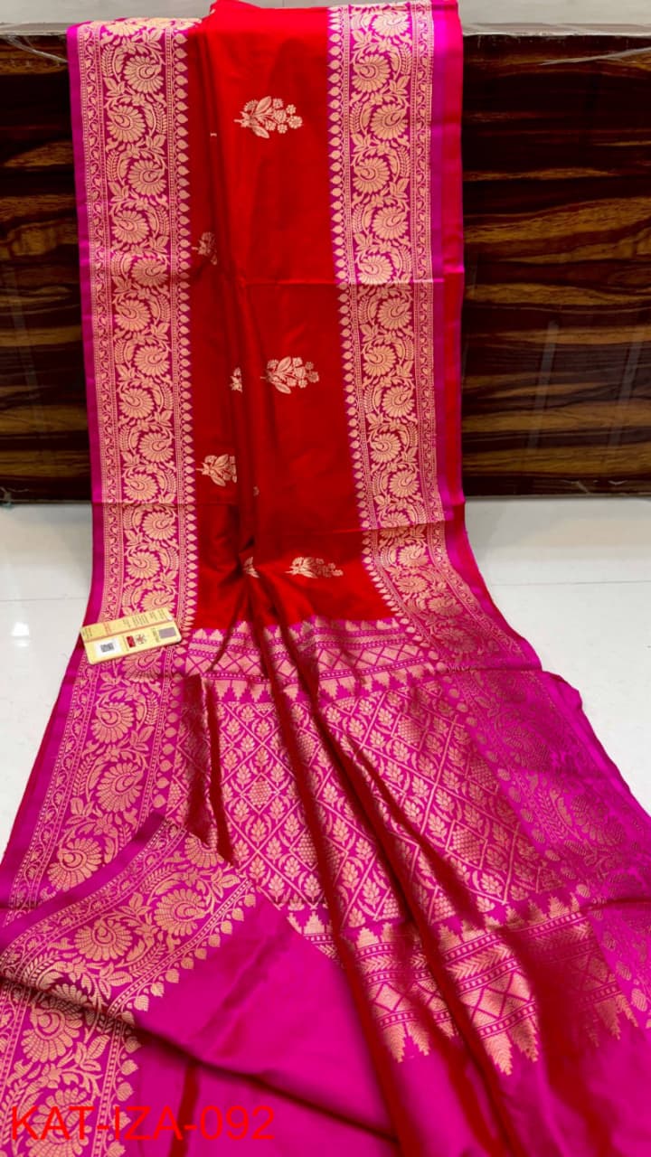 Pure Banarasi Katan Silk Saree With Antique Zari Work .