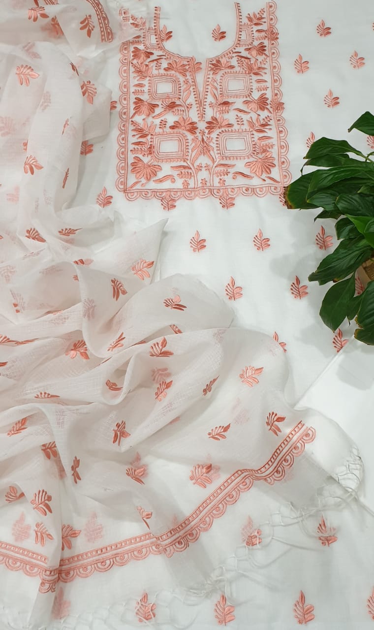 Pure Kota Doriya Embroidered Unstitched Suit With Dupatta
