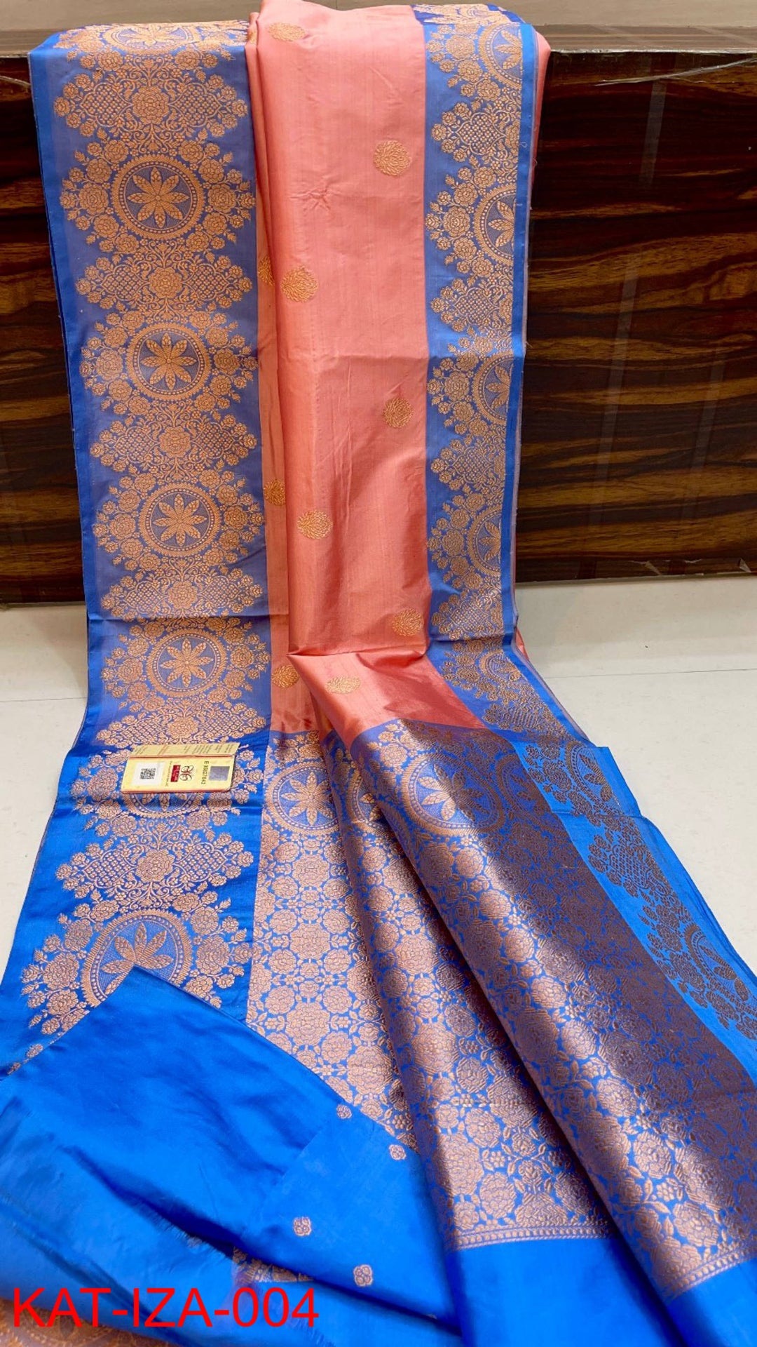 Pure Banarasi Katan Silk Saree With Antique Zari Work.