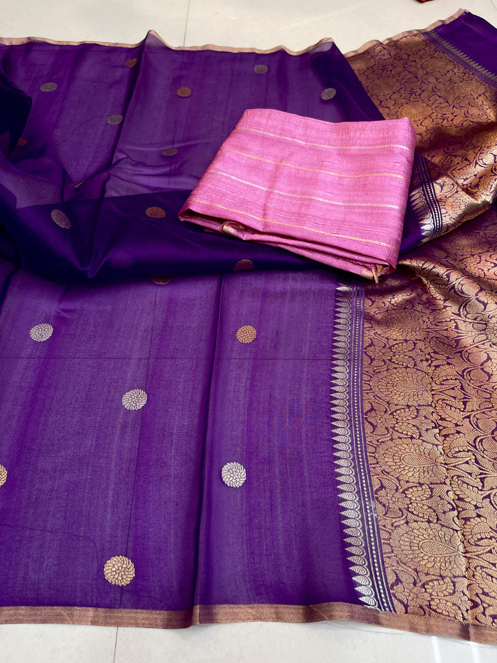 Pure Kora Organza Silk Handloom Zari Work Saree.