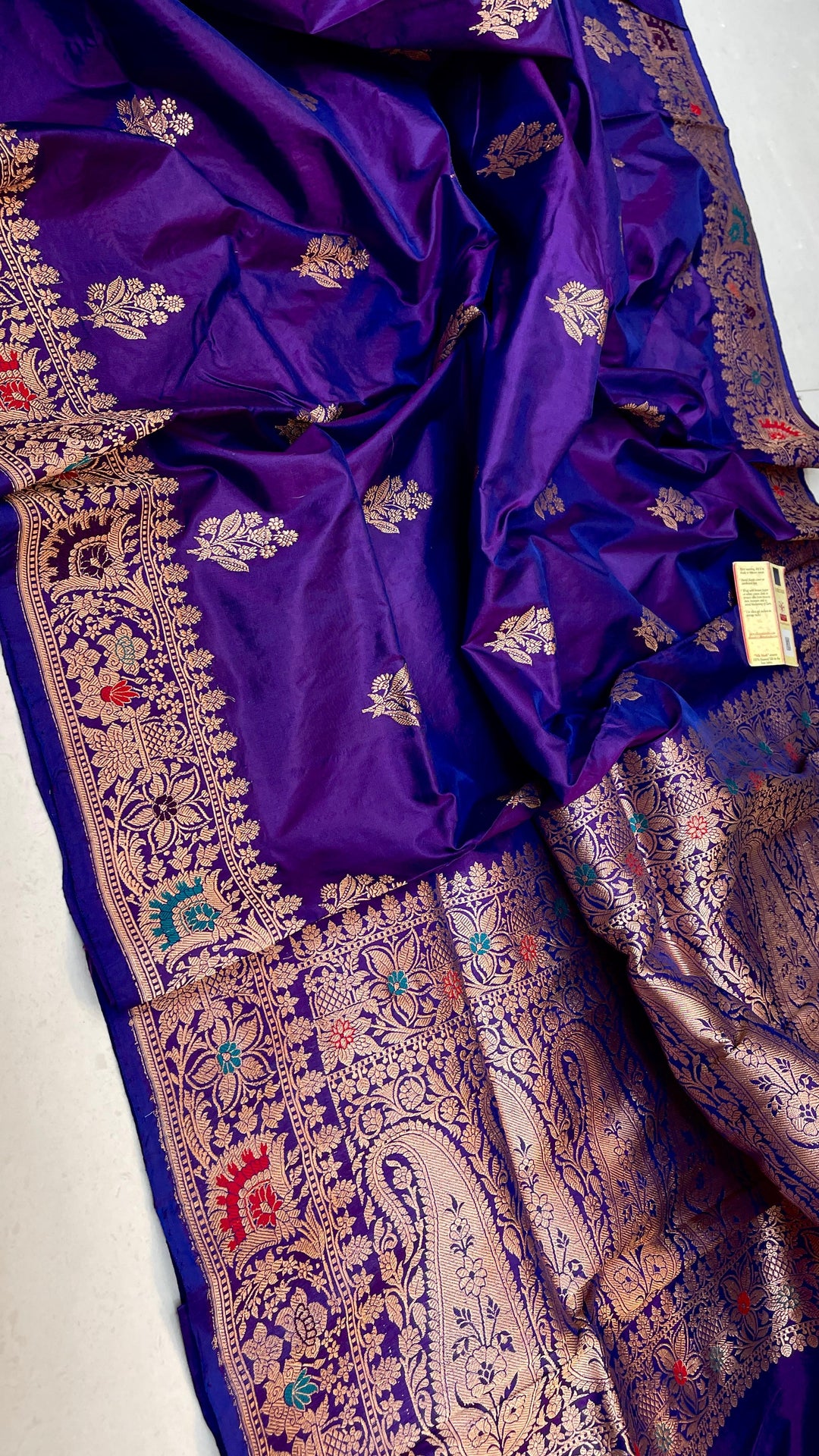 Pure Banarasi Katan Silk Meenakari Saree With Antique Zari Work.