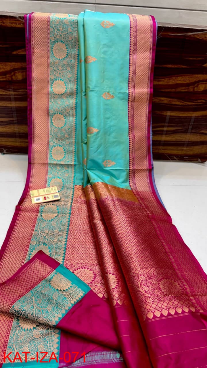 Pure Banarasi Katan Silk Saree With Antique Zari Work .