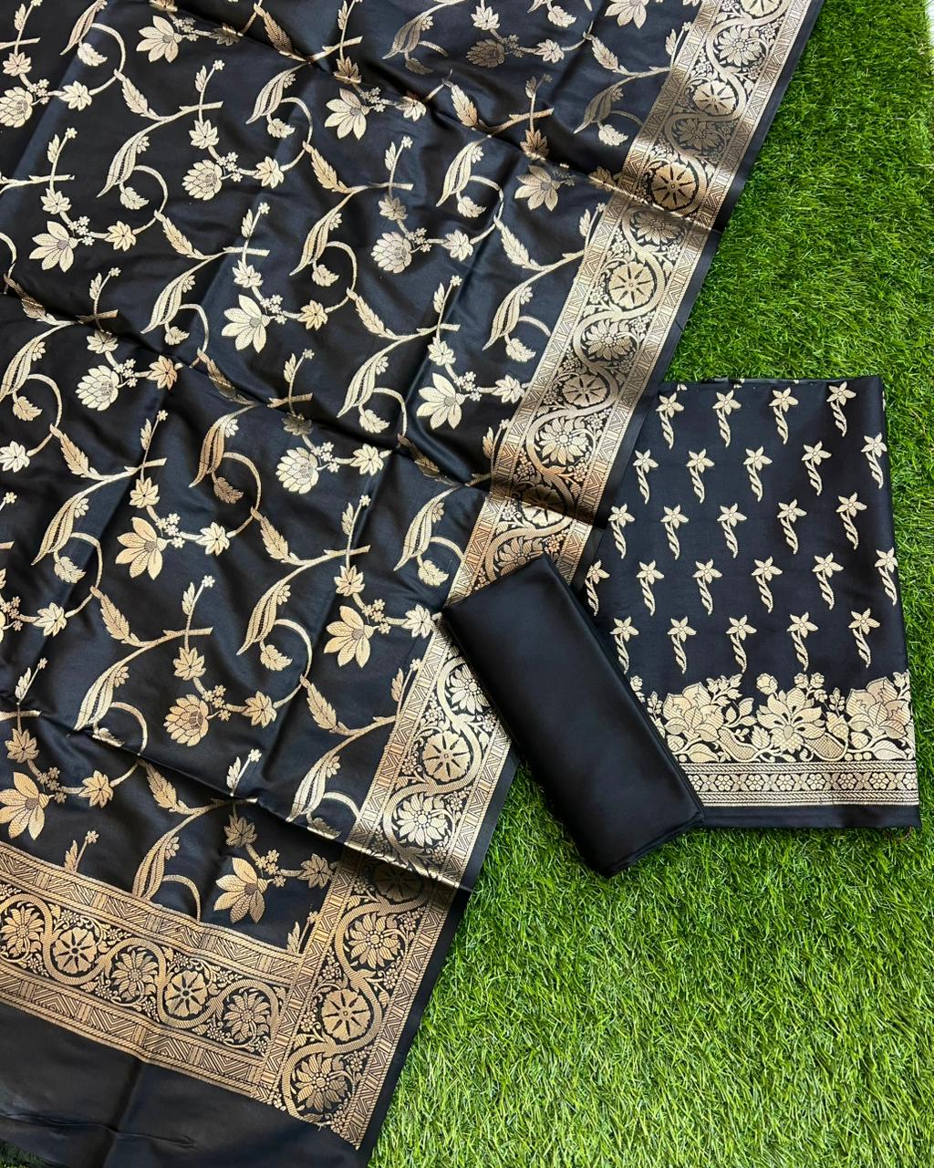 Exclusive Banarasi Silk 3 pc Unstitched suit .
