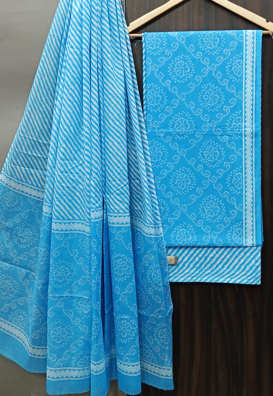 Pure Cotton Hand Block Print Unstitched Suit