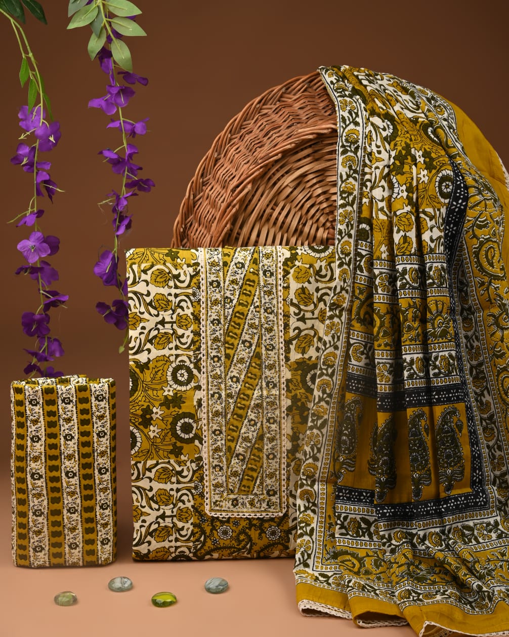 Pure Cotton Gotta patti Work unstitched Suit With Cotton Dupatta.
