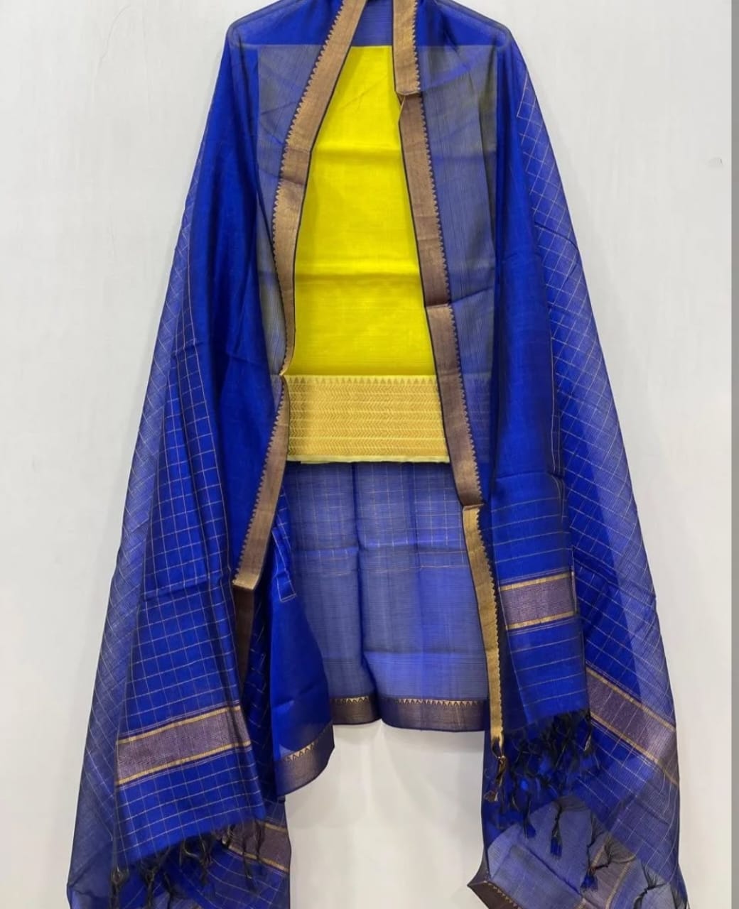 Manglagiri Silk Unstitched Suit .