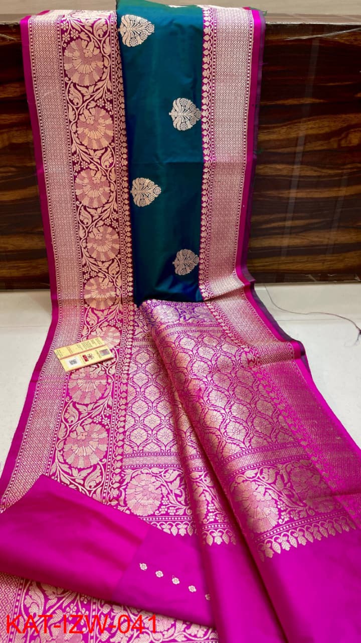 Pure Banarasi Katan Silk Saree With Antique Zari Work .