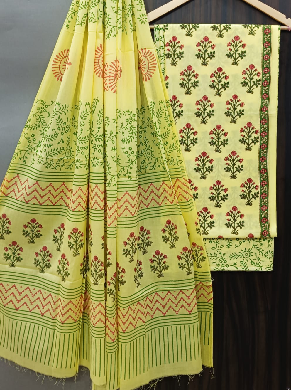 Pure Cotton Hand Block Print Unstitched Suit