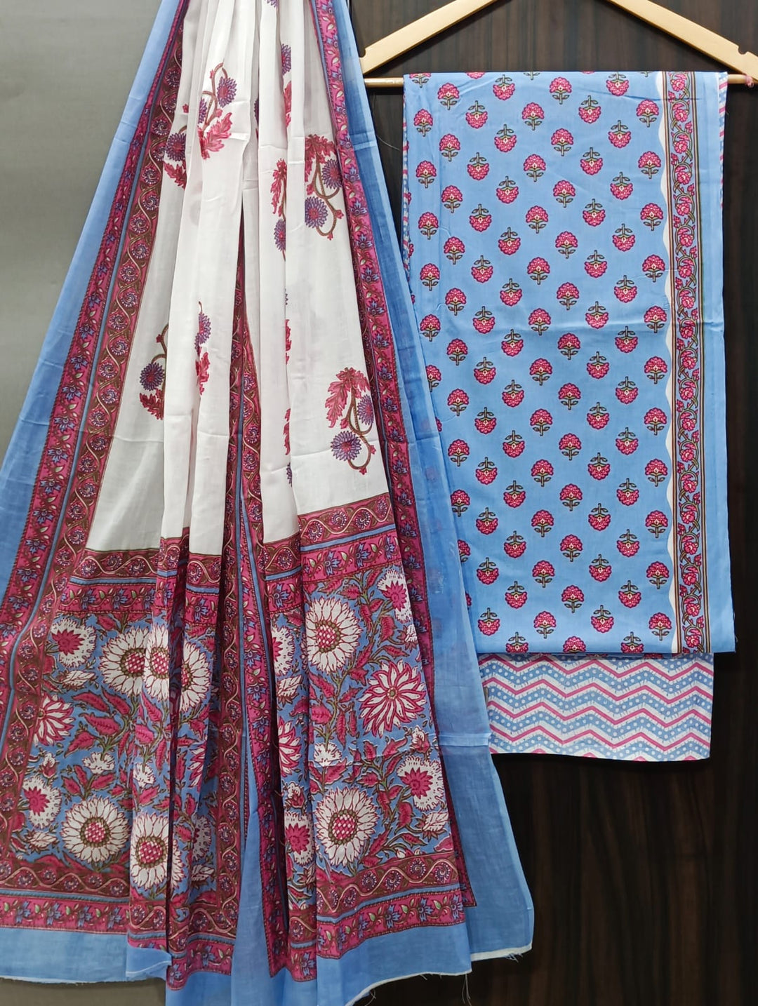 Pure Cotton Hand Block Print Unstitched Suit