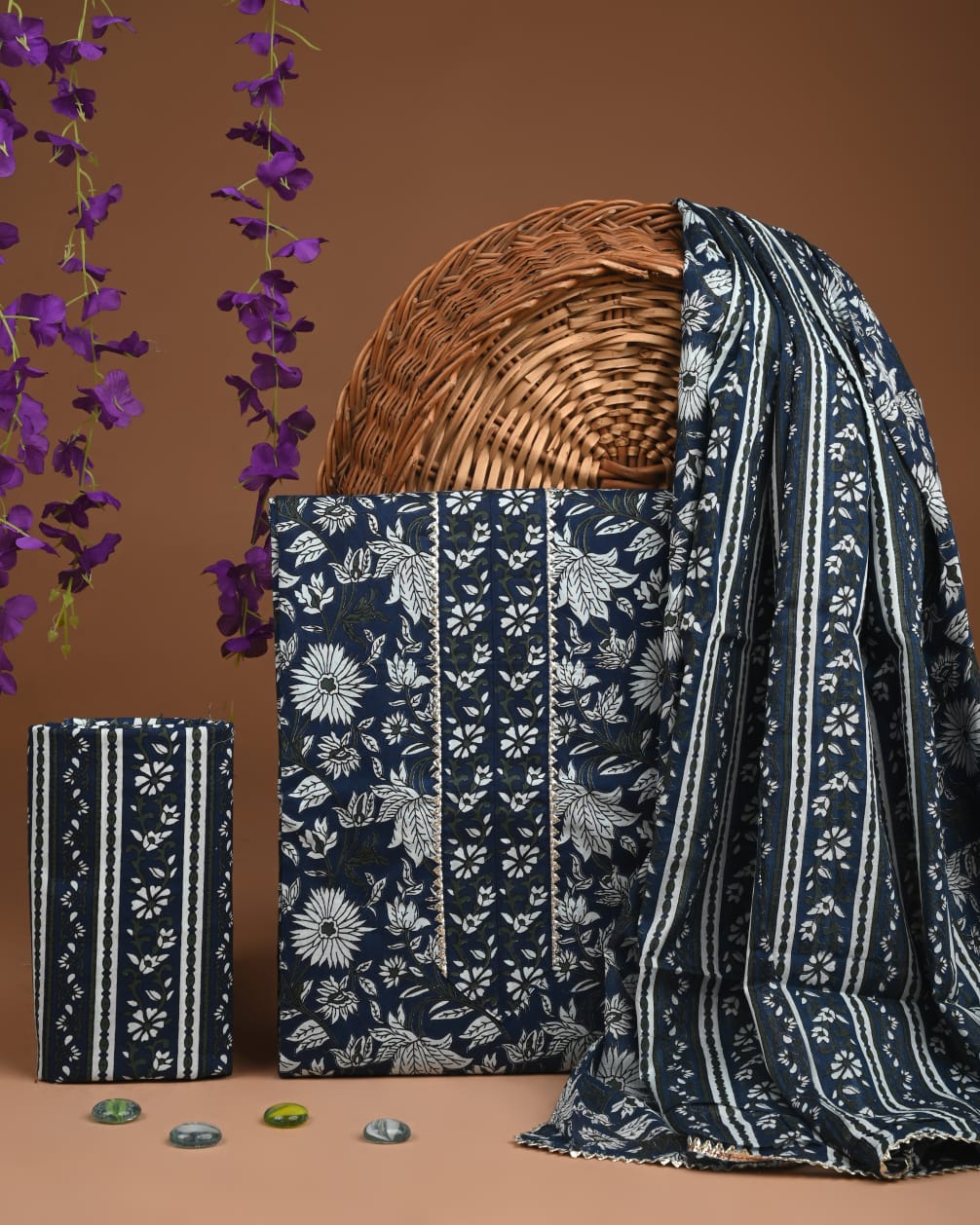 Pure Cotton Gotta patti Work unstitched Suit With Cotton Dupatta.