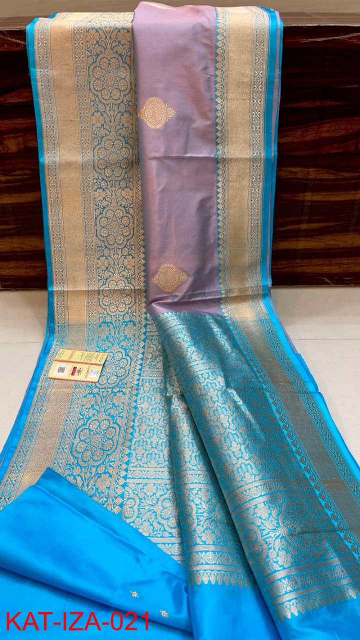 Pure Banarasi Katan Silk Saree With Antique Zari Work .