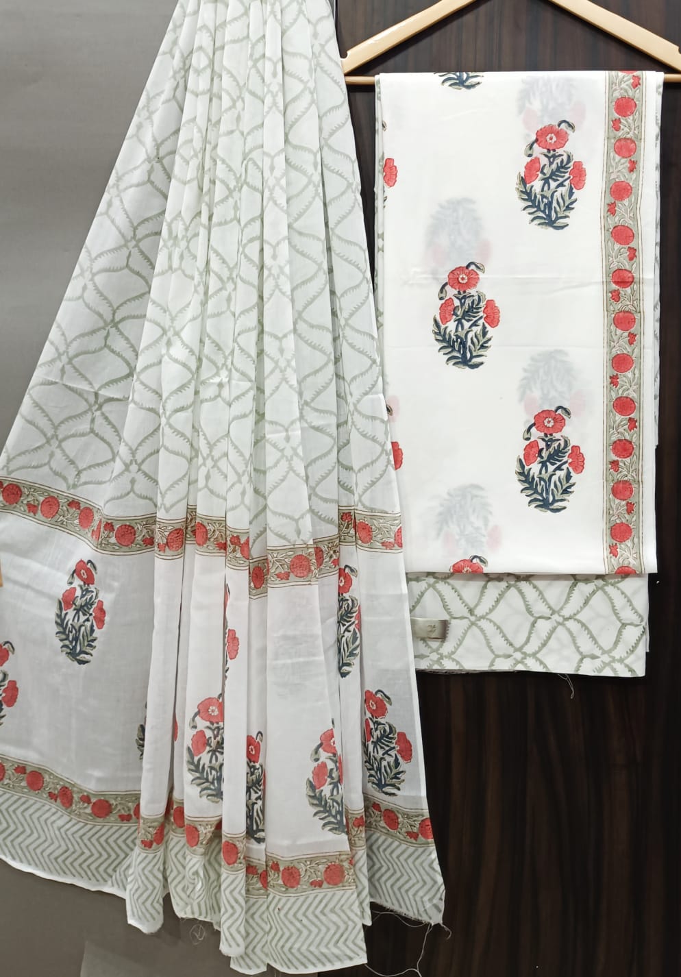 Pure Cotton Hand Block Print Unstitched Suit