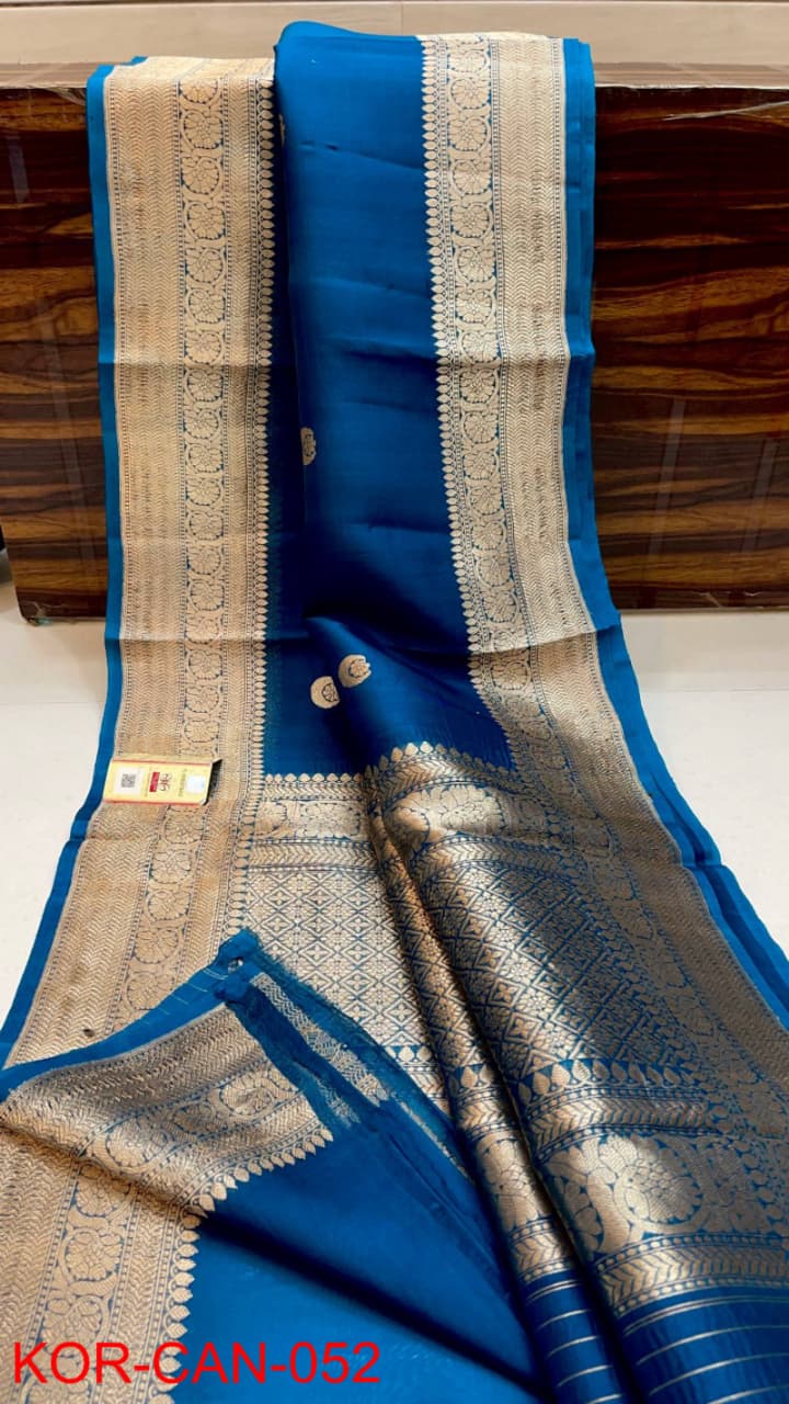 Pure Kora Organza Silk Hanloom Zari Work Saree.