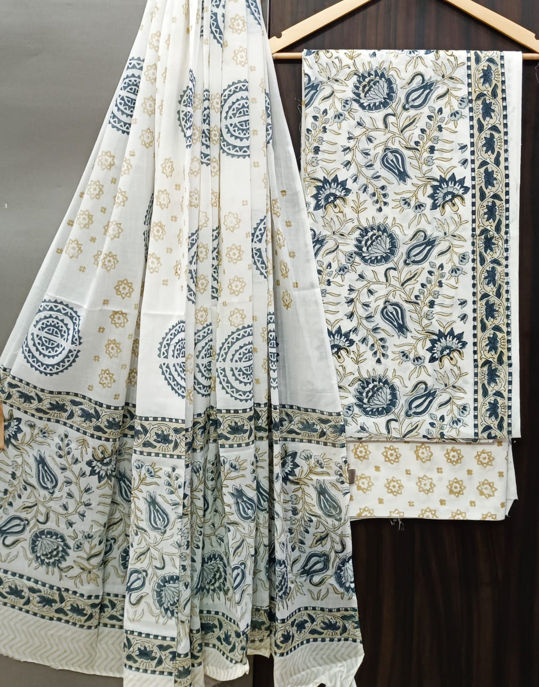 Pure Cotton Hand Block Print Unstitched Suit