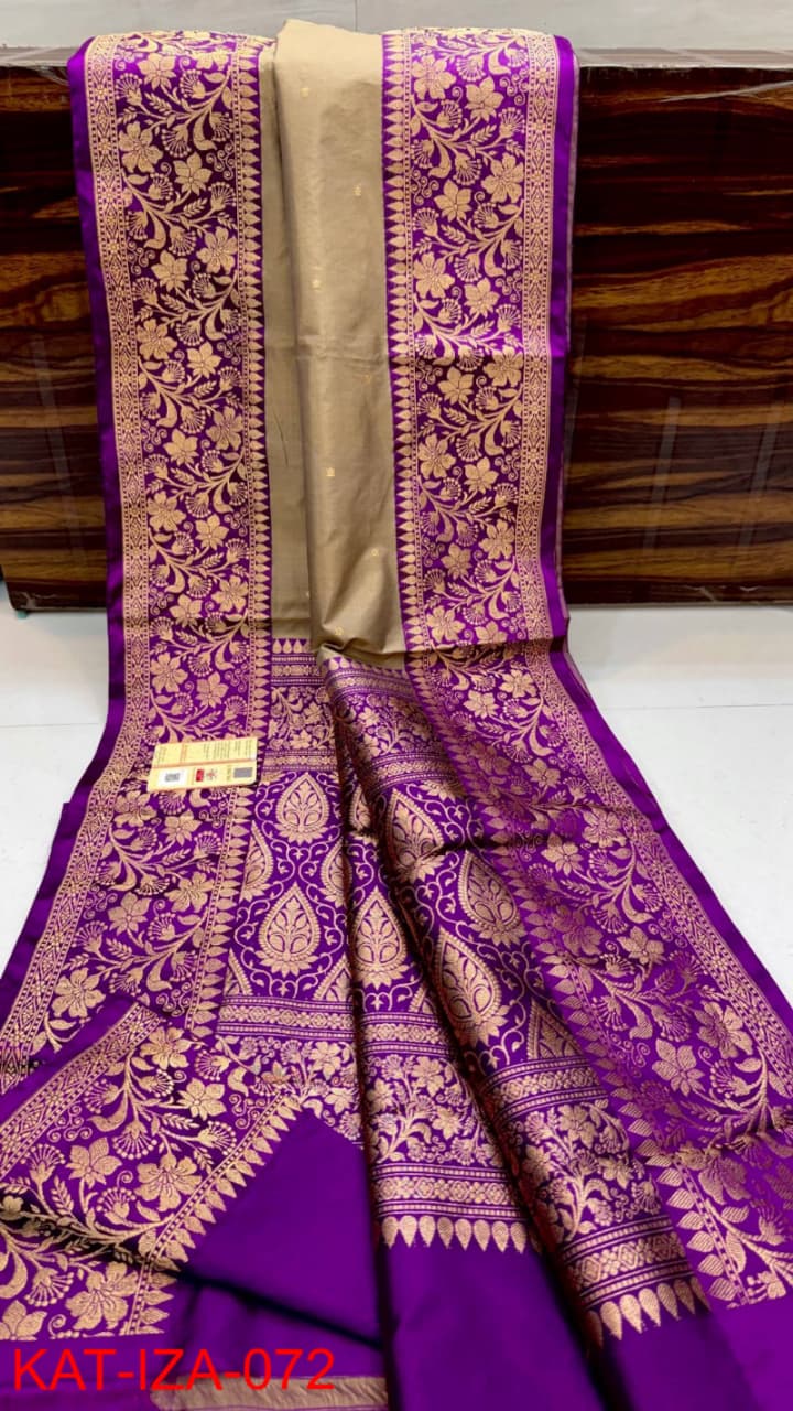 Pure Banarasi Katan Silk Saree With Antique Zari Work .