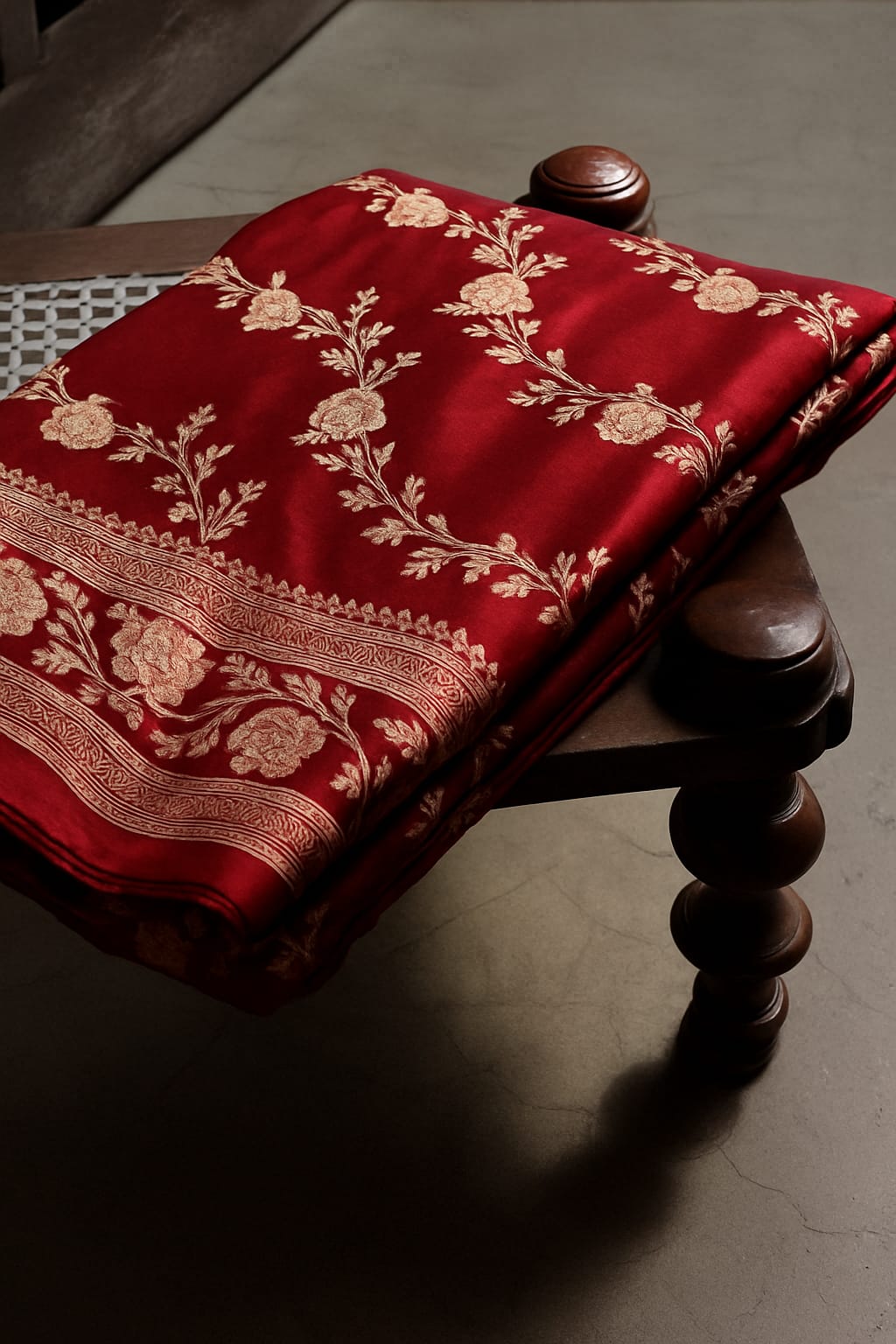 Pure Banarasi Mashru Silk Saree With Zari Work.