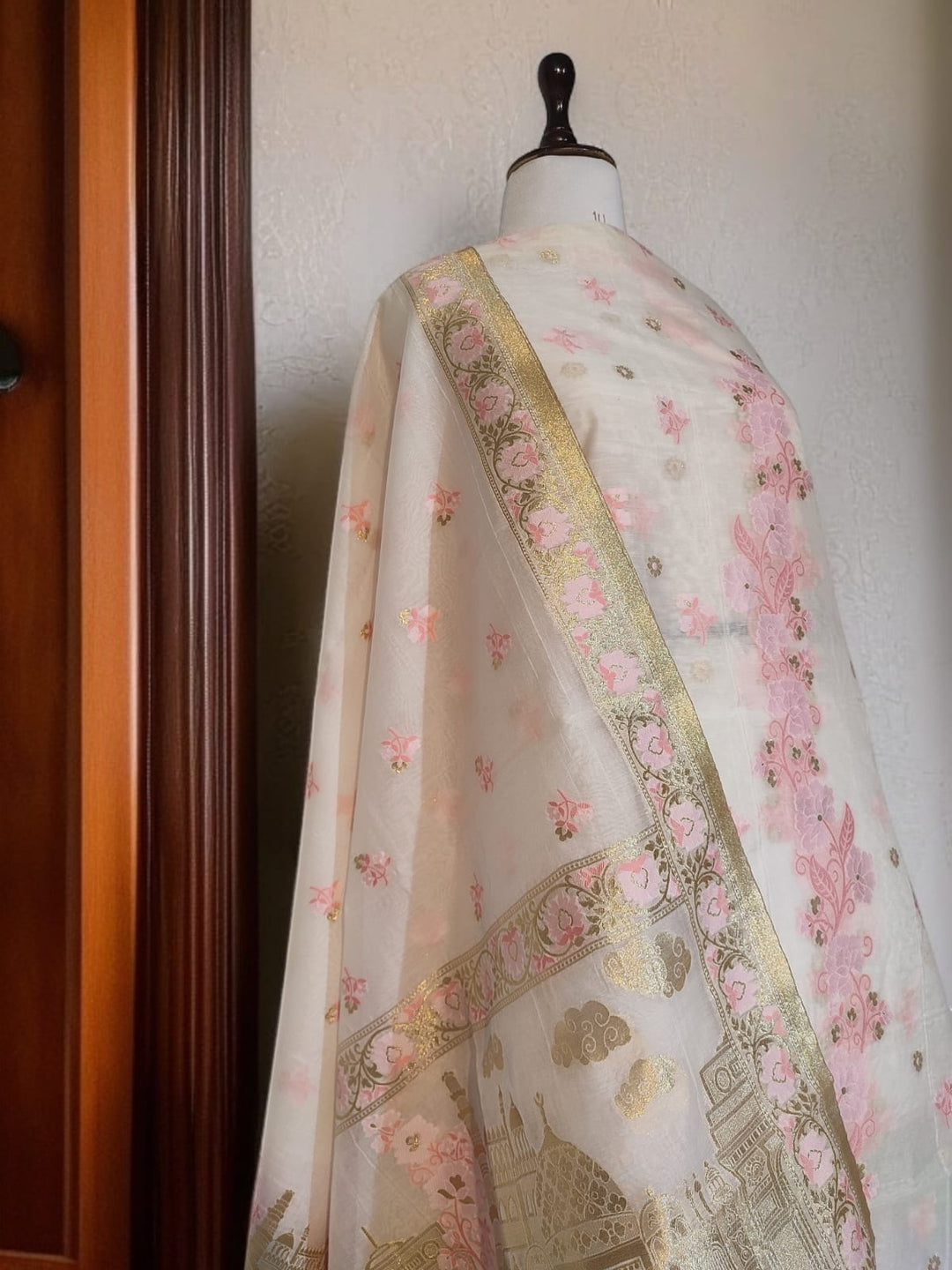 Pure Banarasi Chanderi Tilfi Work Unstitched Suit.