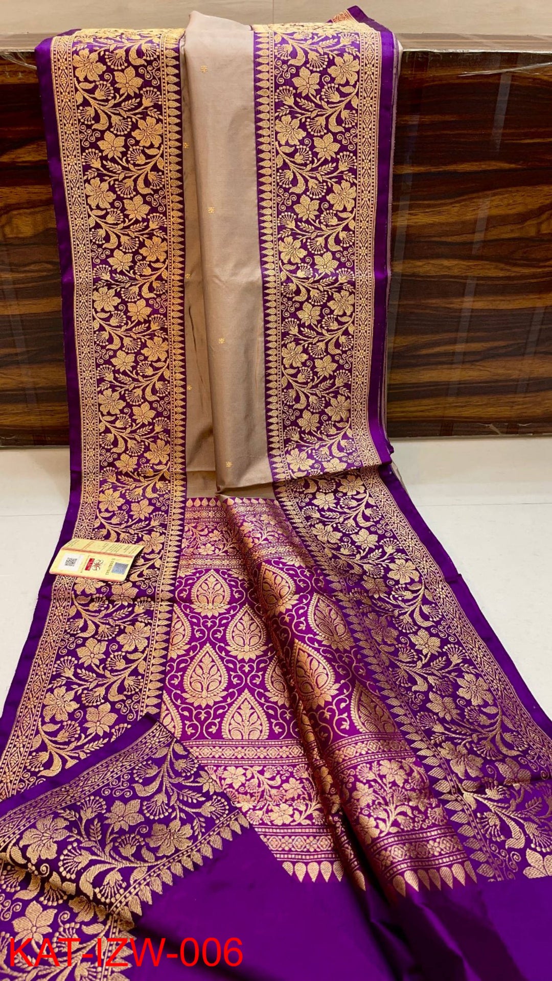 Pure Banarasi Katan Silk Saree With Antique Zari Work.
