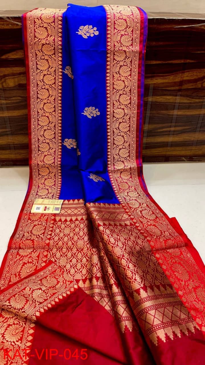 Pure Banarasi Katan Silk Saree With Antique Zari Work .