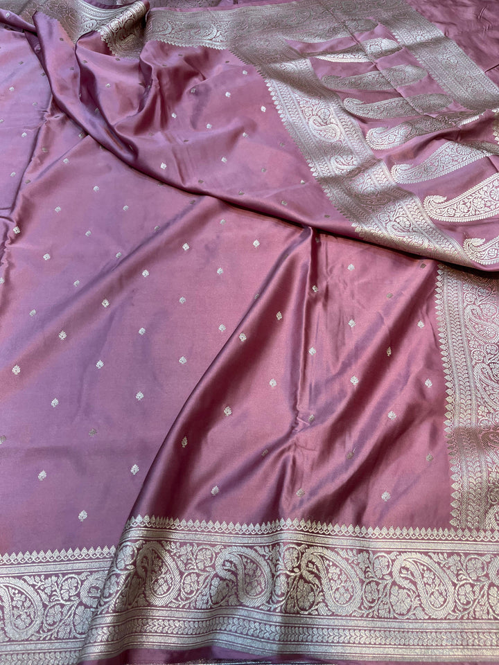 Pure Banarasi Mashru Silk Saree With Zari Work.