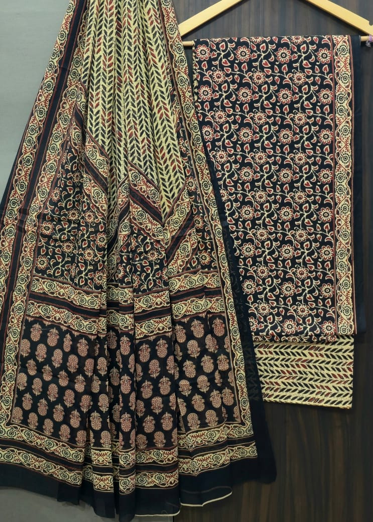Pure Cotton Hand Block Print Unstitched Suit