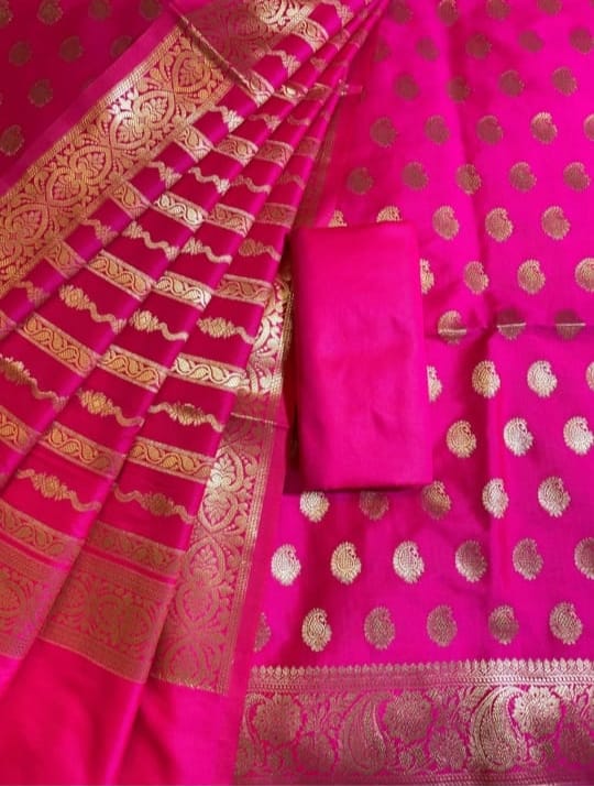 Banarasi Soft Silk Unstitched Suit.