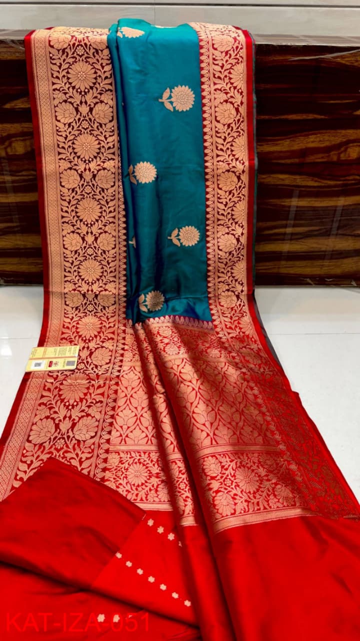 Pure Banarasi Katan Silk Saree With Antique Zari Work .