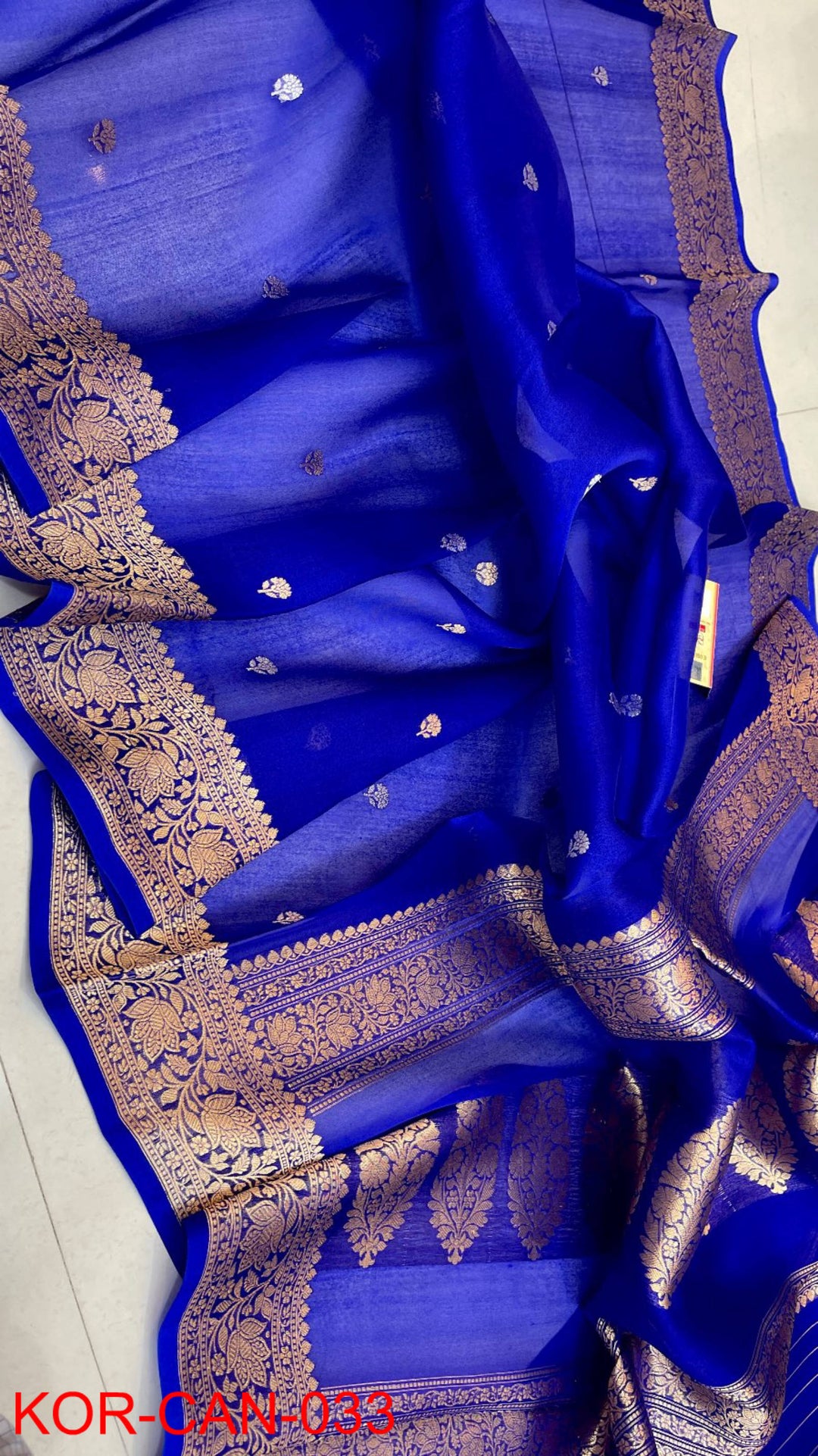 Pure Banarasi Kora Organza Silk Handwoven Zari Work Saree With Silk Mark Certificate ( Length- 6.3 Meter