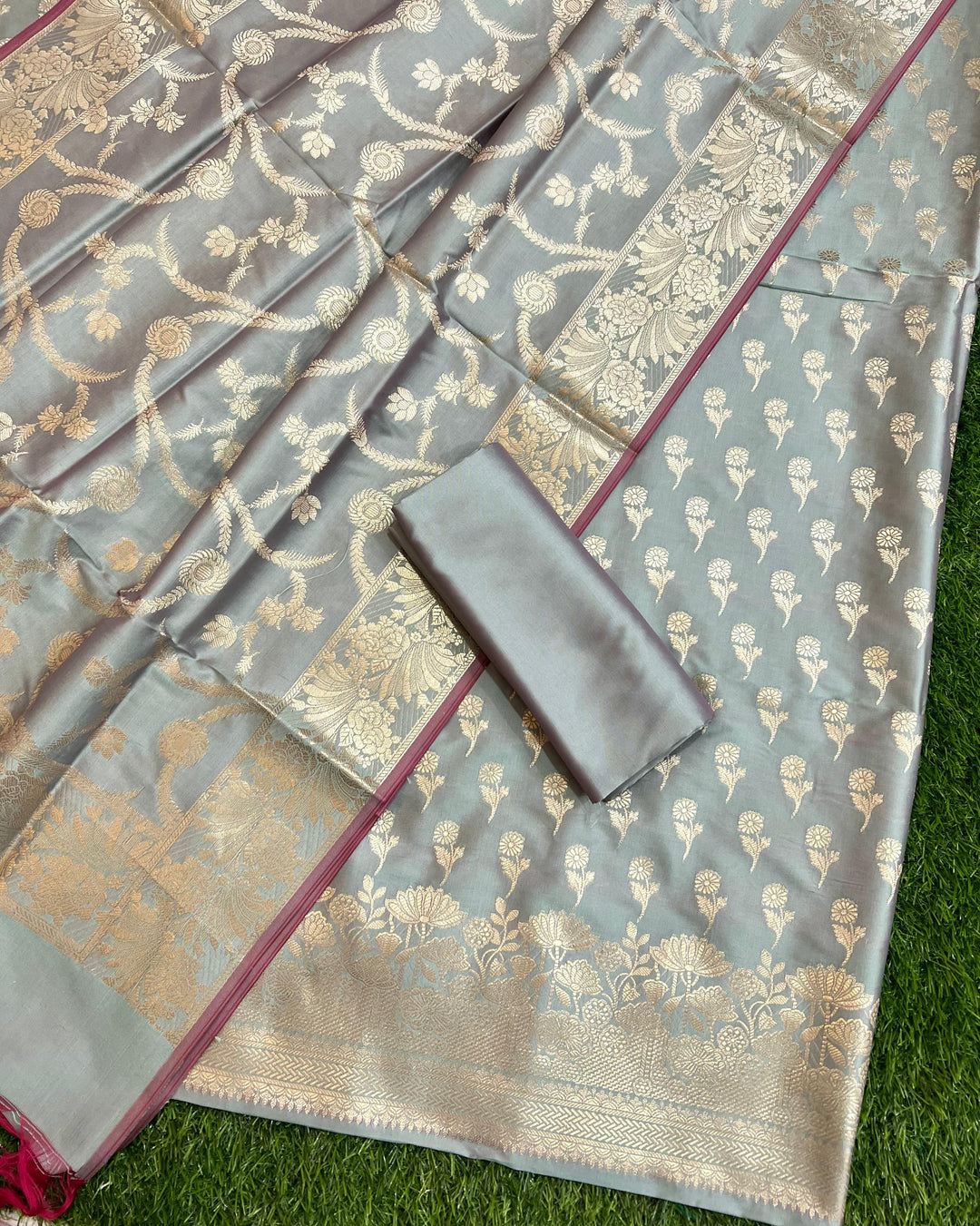 Exclusive Banarasi Silk 3 pc Unstitched suit .
