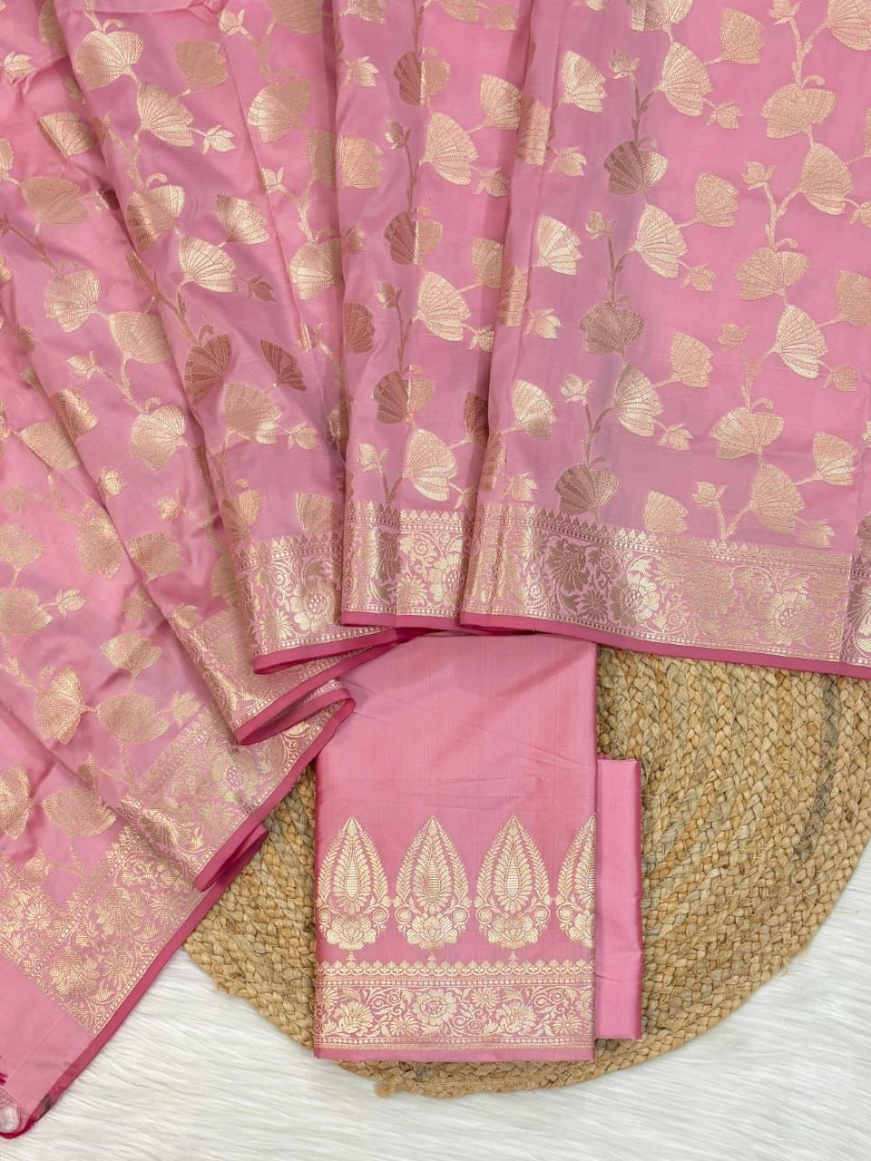 Banarasi Soft Silk Unstitched Suit.